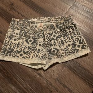 Tribal print studded shorts